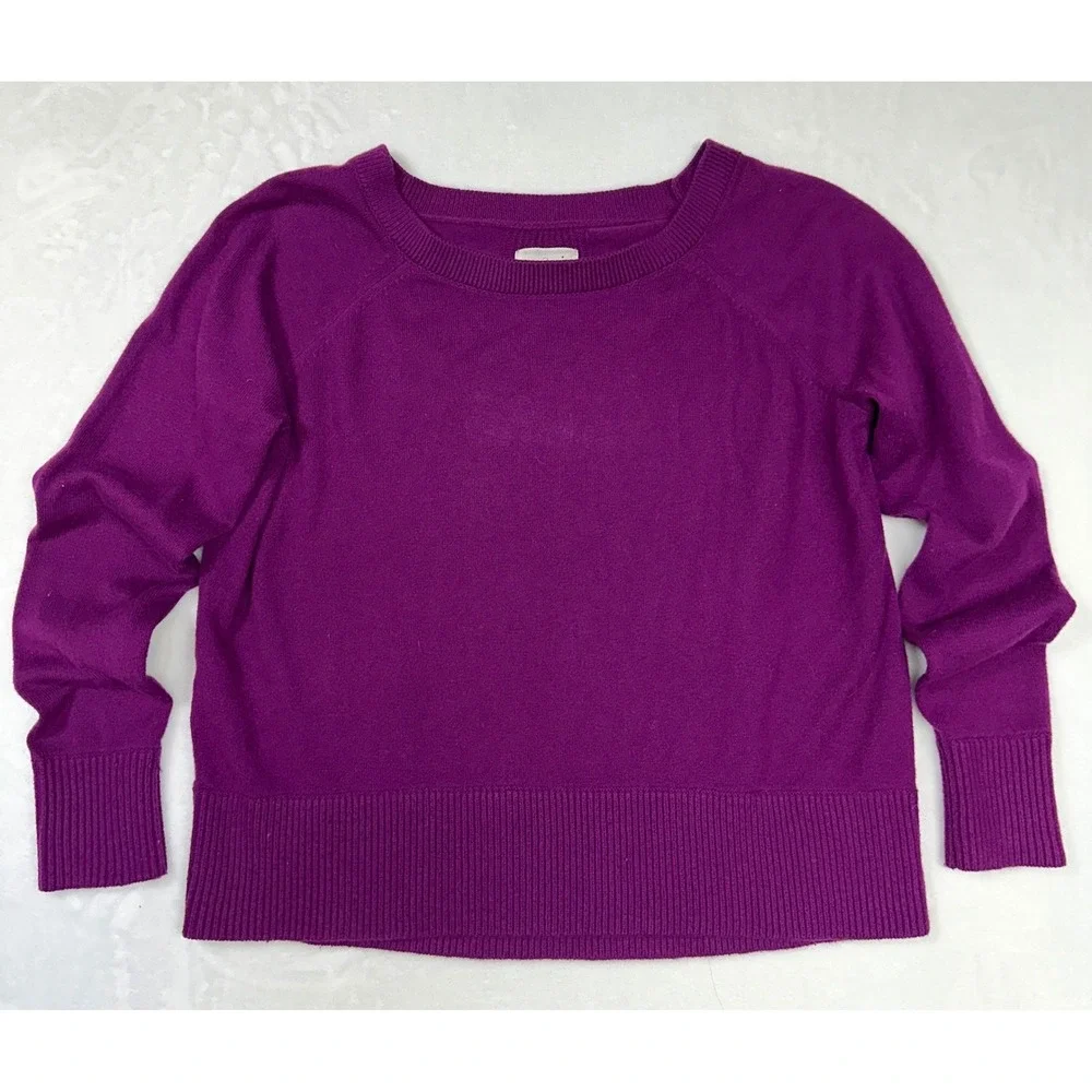 Lou & Grey Purple Long‎ Sleeve Crew Neck Sweater Sz XS Bohemian Artsy Colorful